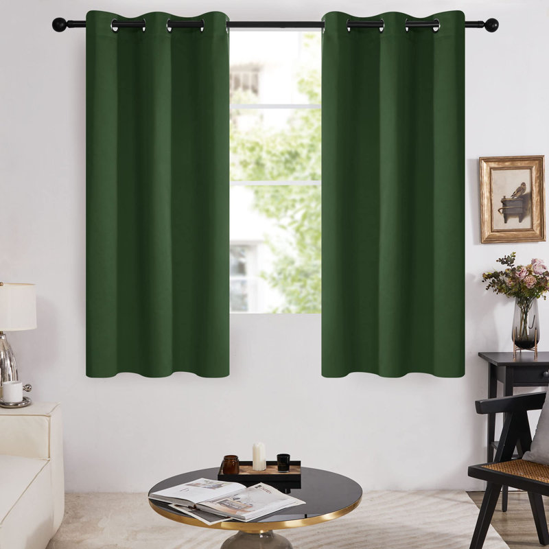 100 Percent Blackout with Liner Grommet Curtain Panel (Set of 4), 42" W x 63" L, Green
