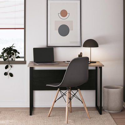 Bureau d'écriture Sorina, chêne gris vieilli et noir