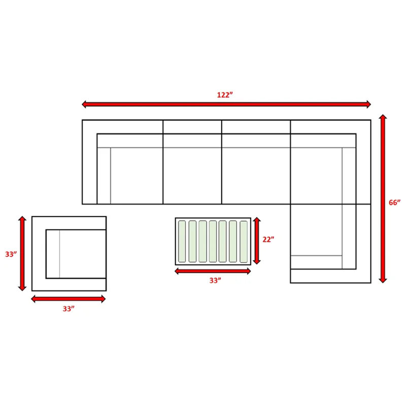 Canapé modulaire en rotin 7 pièces pré-assemblé: vie en plein air facile