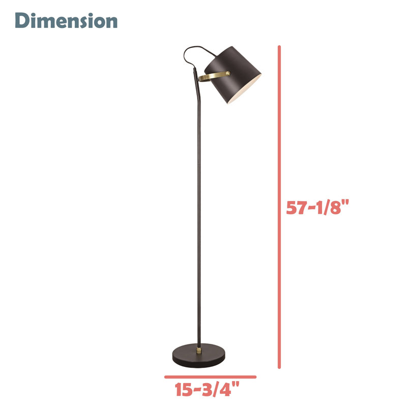 #42001-54-1, Floor Lamp,57-1/8"H,E26 Socket,Bulb Not Included, Matte Black, Matte Black