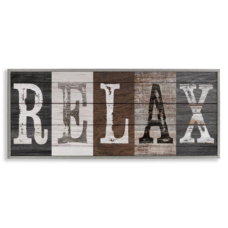 «Rustic Bathroom Relax Letters», estampe numérique, design par Susan Arnot, Estampe numérique Farmhouse, H 10 po x l 24 po