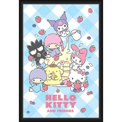 ACHETER DE L'ART POUR MOINS Sous licence officielle Hello Kitty - Sweets - affiche d'art encadrée - 24 x 36 po - Cadre en bois d'ingénierie robuste avec verre plexi - prêt à être accroché