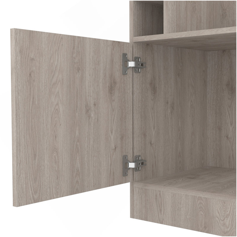 Armoire de coin Syrah, huit casiers à bouteilles, double porte, deux tablettes ouvertes gris clair, Gris clair