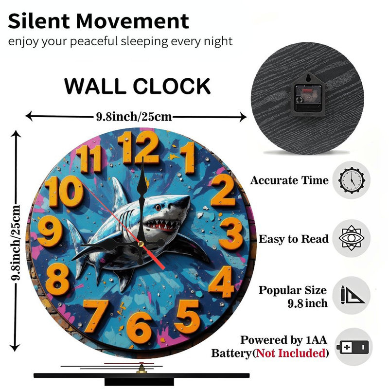 Horloge murale requin
