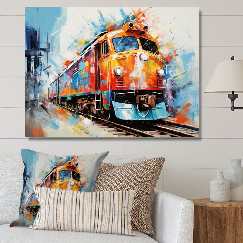«Abstract Train Vibrant Rails», reproduction sur toile, H 16 po x l 32 po x P 1 po, Toile tendue
