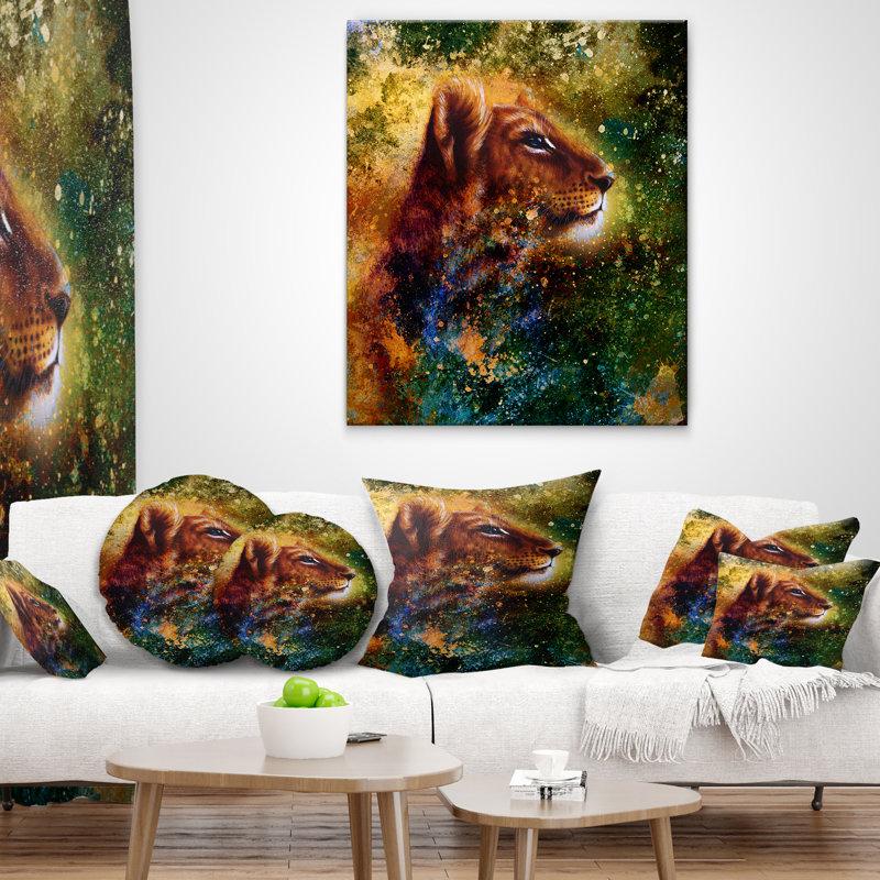 Coussin Th Thingful Lion Cub - Animal Print, Rectangulaire, 12 po x 20 po