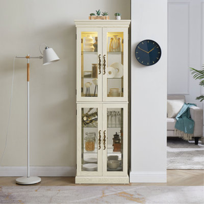 Vitrine lumineuse vitrée, vitrine, armoire de rangement en verre, armoire à vin en verre, présentoir à jouets en bois pour le salon, la cuisine et le garde-manger. Ampoule incluse
