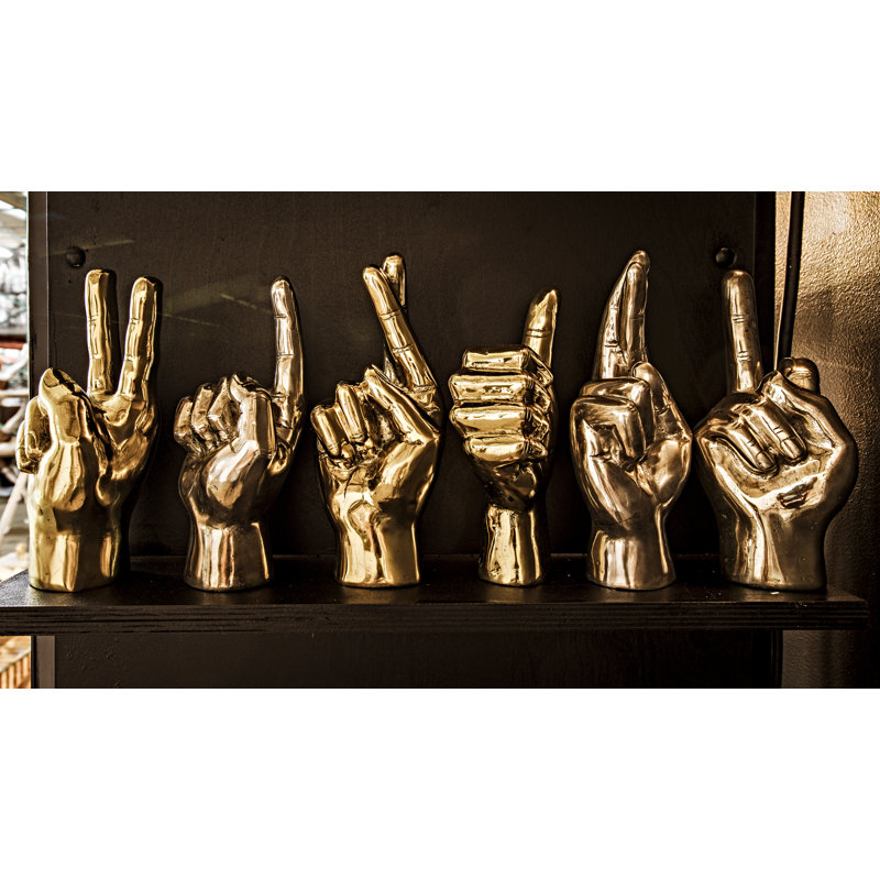 Lusk Peace Sign Sculpture, Antique Brass