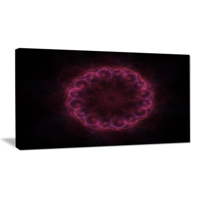 «Dark Radial Purple Fractal Flower Digital Art», reproduction d'impression sur toile tendue