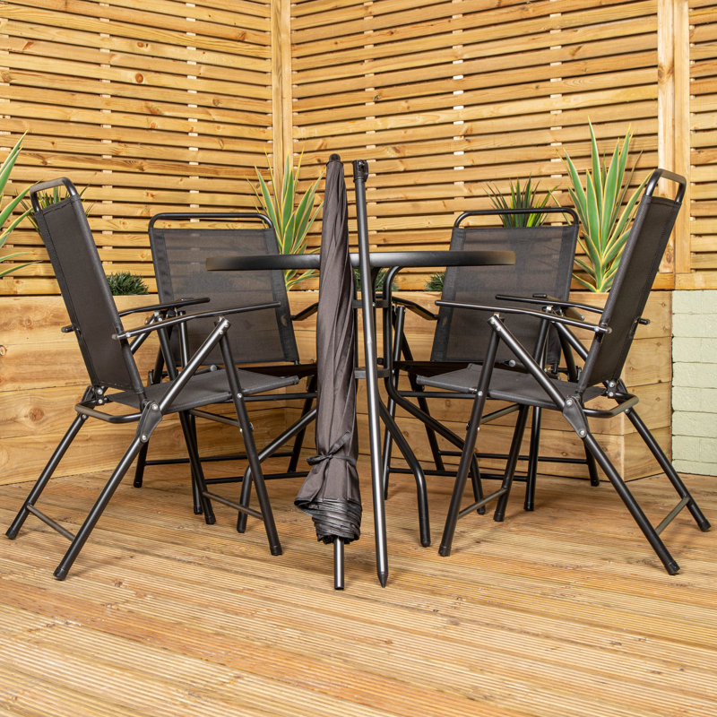 4 - Person Patio Dining Set with, Black