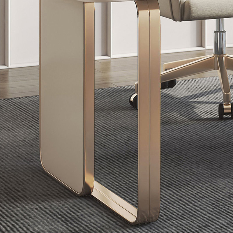 Bureau de direction blanc rectangulaire en pierre frittée avec tiroirs, Retour à droite, H 29,53 po x l 70,87 po x P 27,56 po