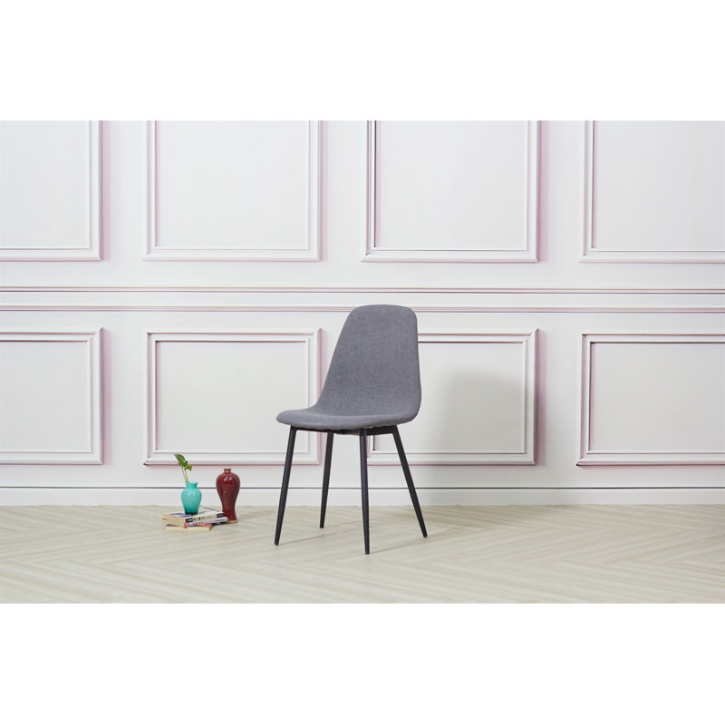 4 Gaviota Fabric Velvet Upholstered Dining Chair, Black, Cotton Light Grey