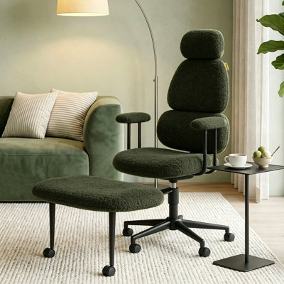 Chaise de bureau ergonomique pivotante à 360 ° avec repose-pieds pivotant et soutien lombaire à haut dossier pour le bureau personnel