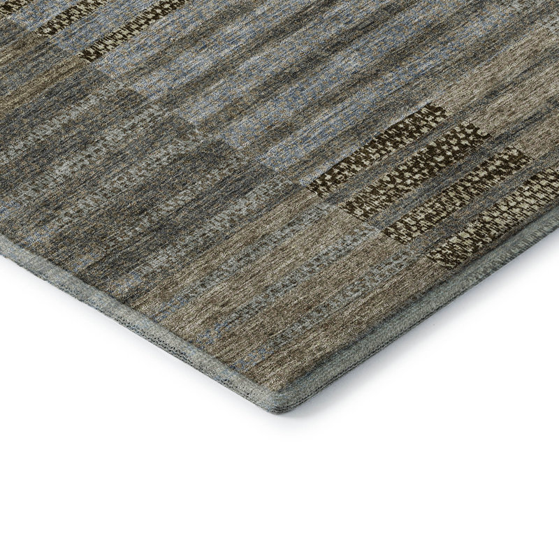 Tapis taupe Prisco lavable à la machine de qualité supérieure, Rectangle 9 pi x 12 pi