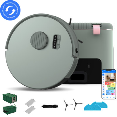 Bio Robot Vacuum & Mop With Smart Navigation In Ravine Green, Odour Filtering 100-Day Dock, Made Of Bio-Based Plastic, Limited Edition Ravine Colour