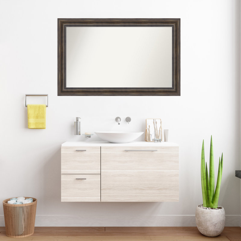 Miroir mural en bois massif Bostynn, Rectangle, H 27,5 po x l 43,5 po