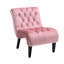 Chaise sans accoudoirs en velours rose pour un salon élégant - Pieds en bois avec garniture en mousse-1692966275