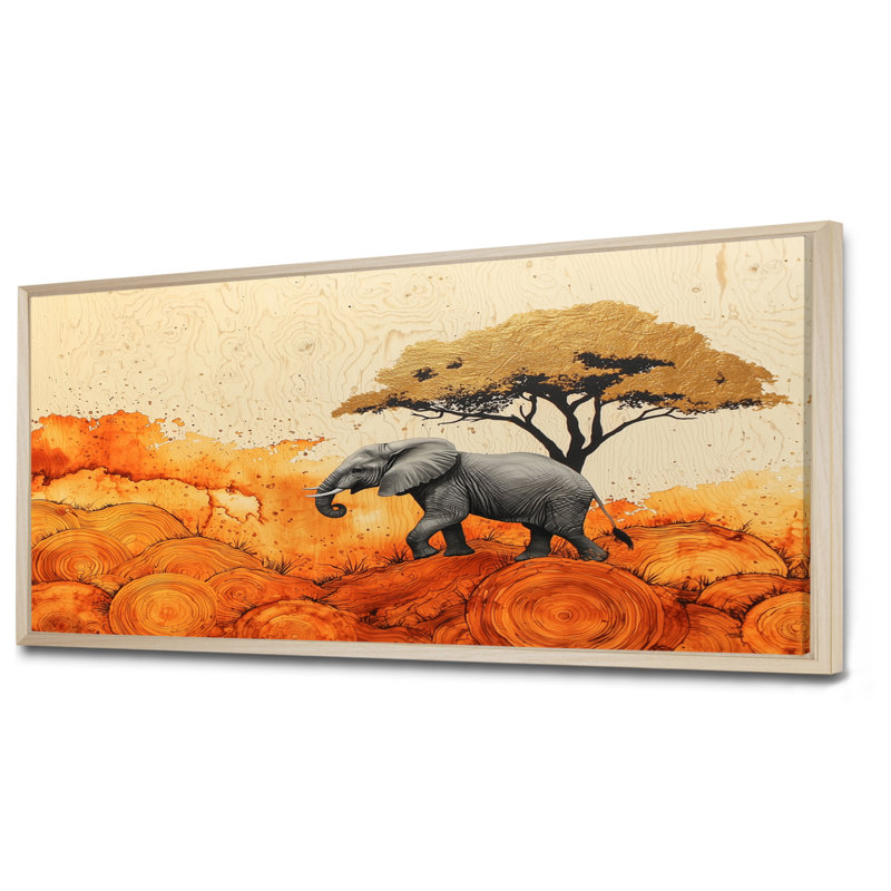 «Guernsey Elephant Spirit of The Savannah II», art mural sur toile, H 28 po x l 60 po, Impression encadrée flottante, Crème