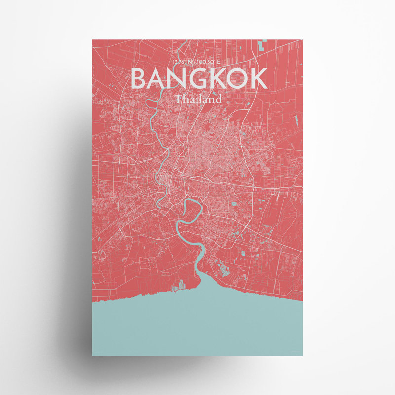 Bangkok City Map In Maritime - No Frame Print, 36cm H x 24cm W x 0.05cm D