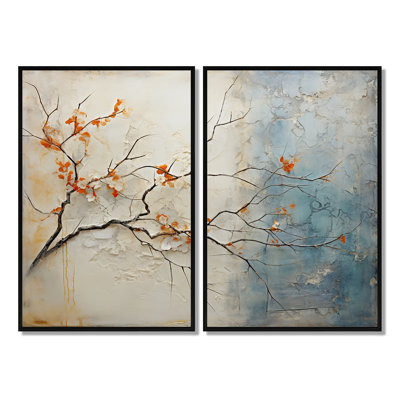 Corail bleu sarcelle érable brillant agate - orange, impressions sur toile traditionnelles