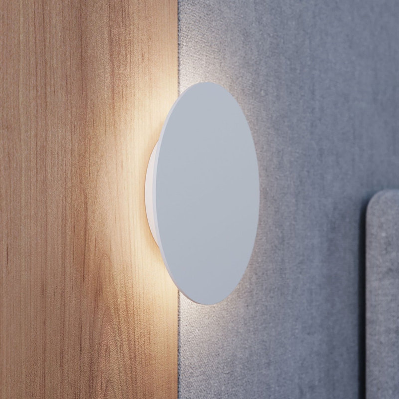 Applique murale LP, Blanc texturé, H 7,5 po x l 7,5 po x P 1,5 po, Rond
