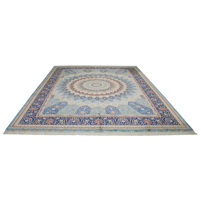 Tapis bleu et bleu marine 9 x 12