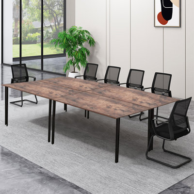 Carlsbad 110.6''Wide 8FT Modular Rectangular Conference Table, Modern Seminar Table