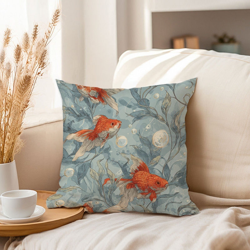 Housse de coussin nautique Beach and Coastal, Bleu / rouge nautique / plage 1, Carré 18 po