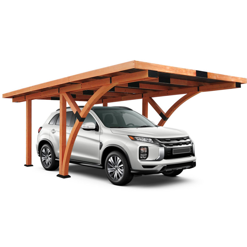 Abri d'auto en bois 18,3 X 12,6 pi avec toit en acier