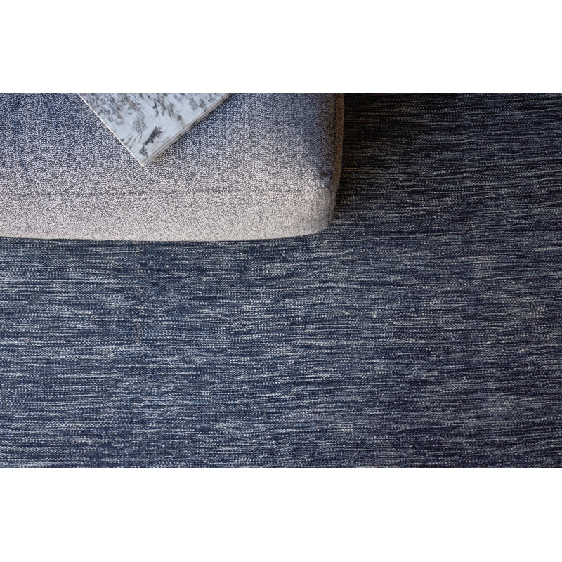 Chelsea Handmade Flatweave Wood Area Rug in Navy, Dark Gray, Rectangle 9' x 12'