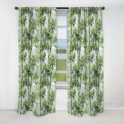 Bamboo Zen Tropical Pattern VI - Floral Curtain - Blackout Floral Curtain - 1 Panels