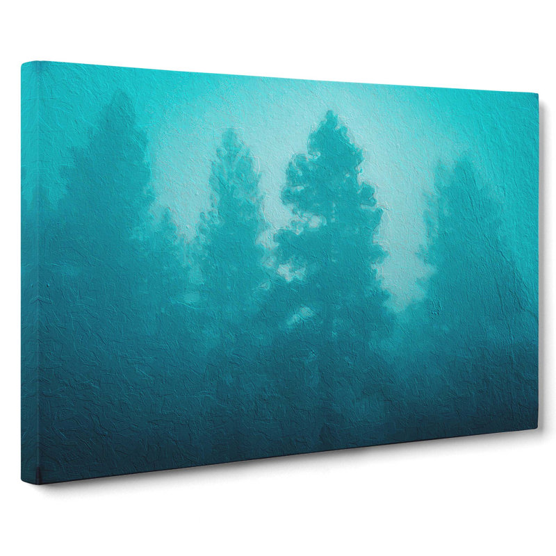 Teal Blue Forest in Abstract - Wrapped Canvas, 50cm H x 76cm W x 3cm D
