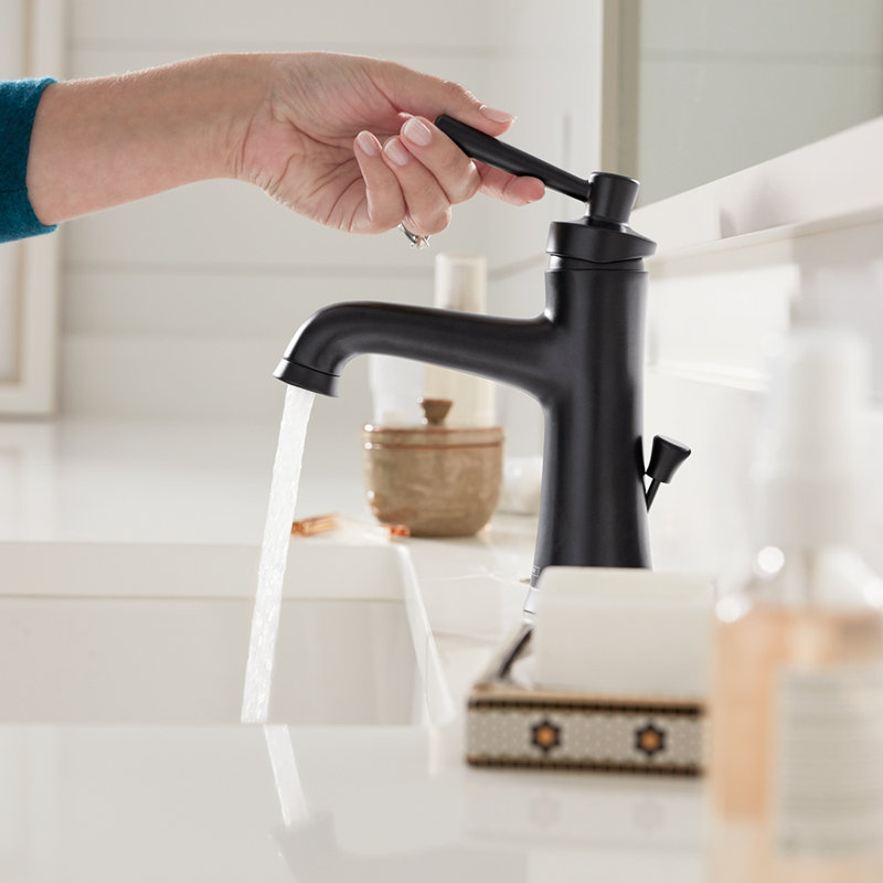 Robinet pour salle de bain à un trou avec drain Joleena, Nickel poli