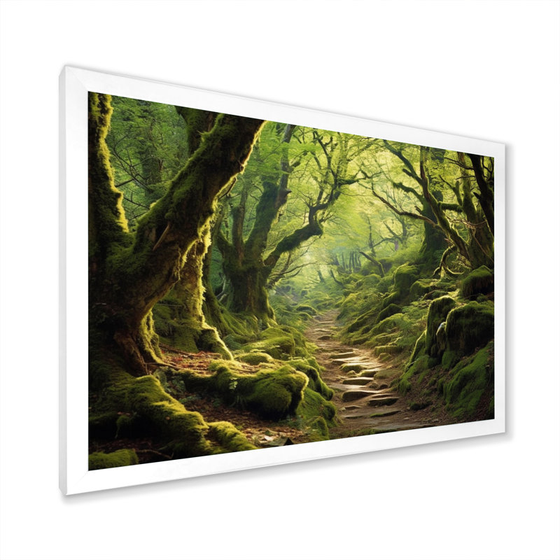 Woodland Serenity - Art mural forêt, H 24 po x l 32 po x P 1 po, Cadre simple blanc