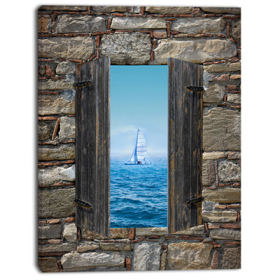 Fenêtre ouverte sur un bateau à voile - reproduction de photo sur toile tendue