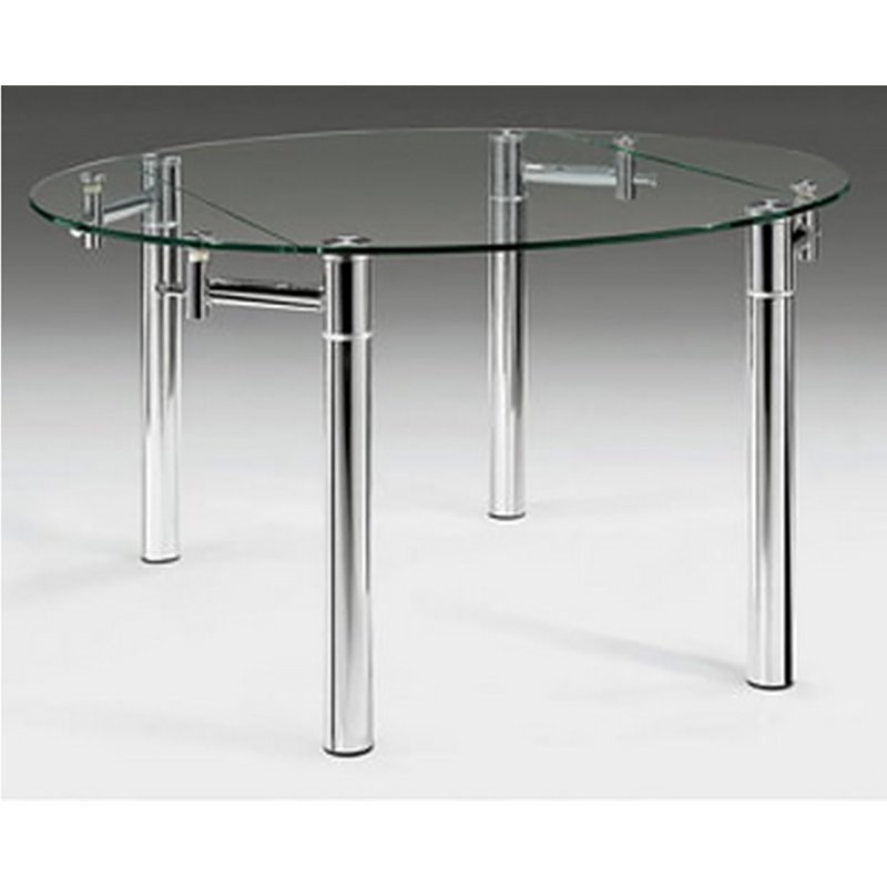 Luyen Extendable Glass Top Metal Base Dining Table