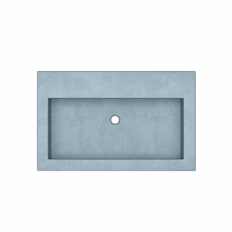 Trough Handmade Rectangular Drop-In Bathroom Sink, Ocean, No Faucet Hole