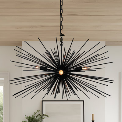 Black Urchin Sputnik 4-Light Satetilite Firework Chandelier