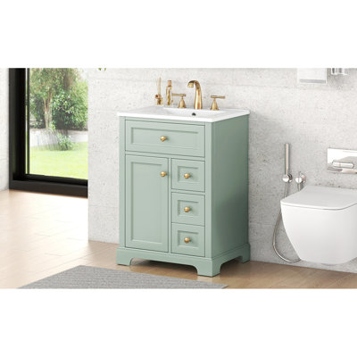 Meuble-lavabo compact et lavabo compact vert