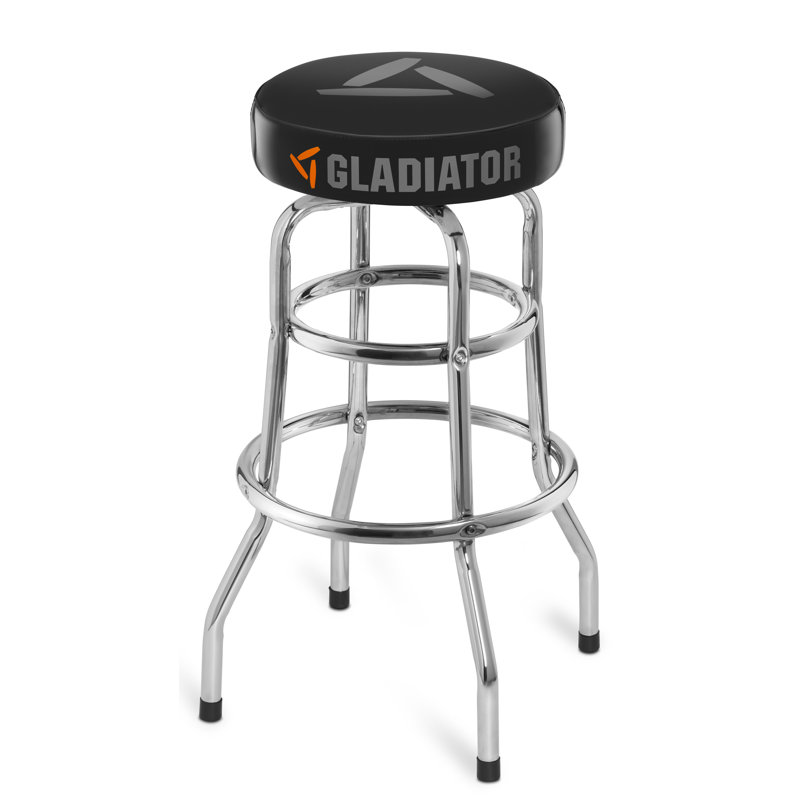 Black and Chrome Industrial Garage Work Stool