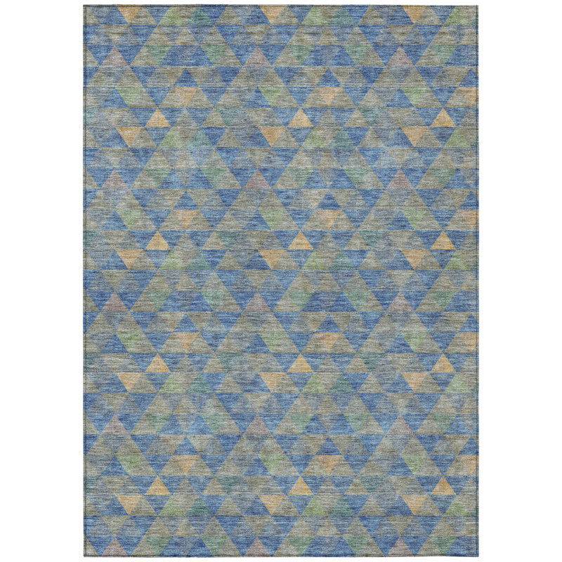 Tapis extérieur lavable à motif géométrique 10 pi x 14 pi gris