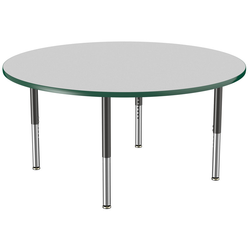 Table ronde à hauteur réglable, H 24 po x L 60 po x l 60 po, Gris / vert, Super