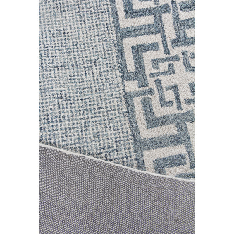 Caprice Oriental Handmade Wool Aqua Area Rug, Aqua/Silver, Rectangle 6' x 9'