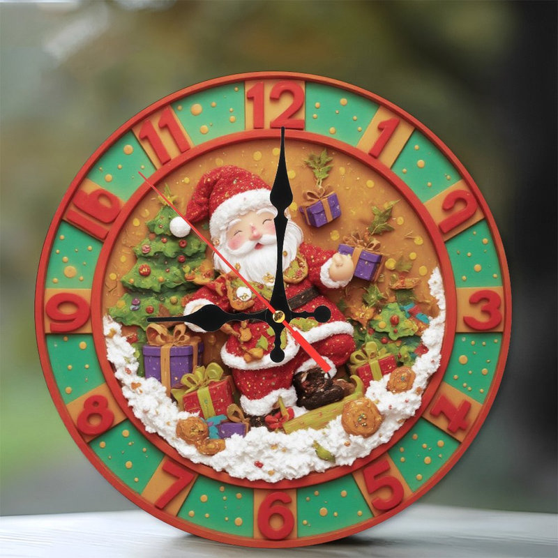 Père Noël-livre-cadeaux-horloge