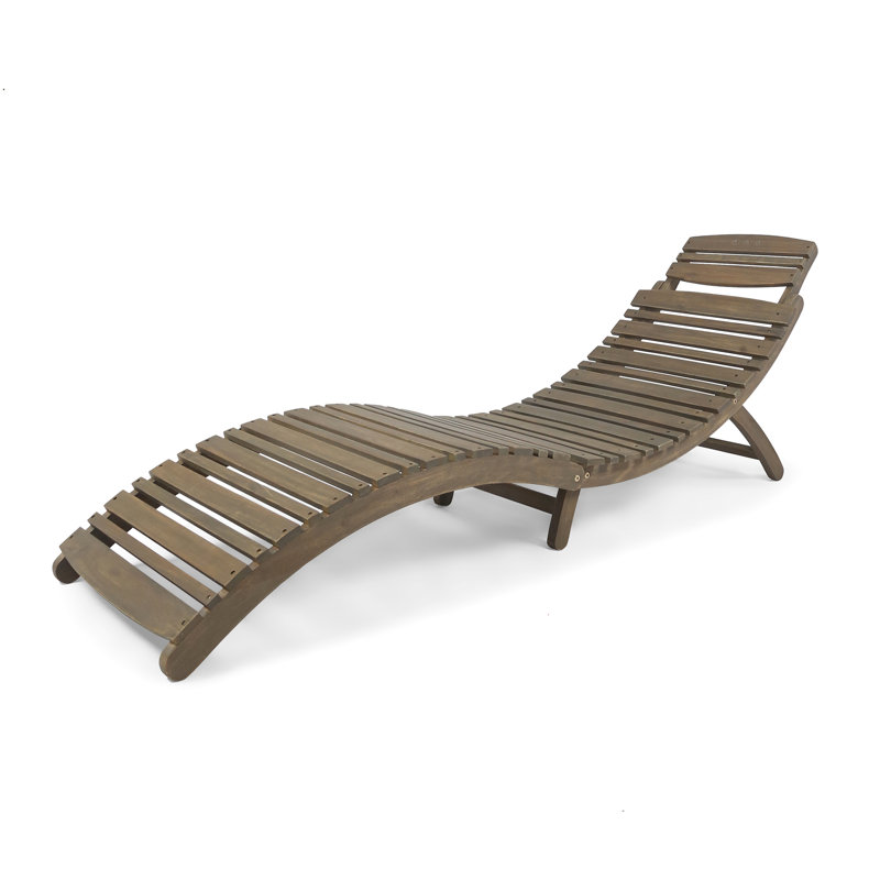 Chaise de patio pliante grise - l 72,75 po x P 21,86 po, structure en bois 72,9 po L 21,86 W option, Grey
