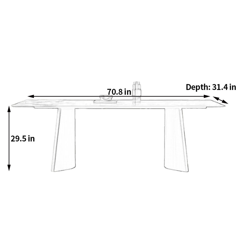 Petite table de salle à manger sophistiquée, H 29,5 po x L 70,8 po x l 31,4 po