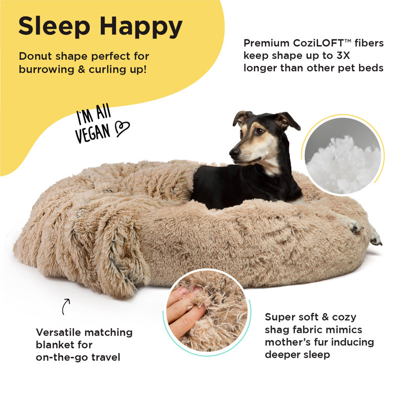 Medium Orthopedic Elevated Donut Dog Bed with Blanket