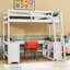 Lit mezzanine avec bureau en U et tablettes de rangement-882918579-882918578