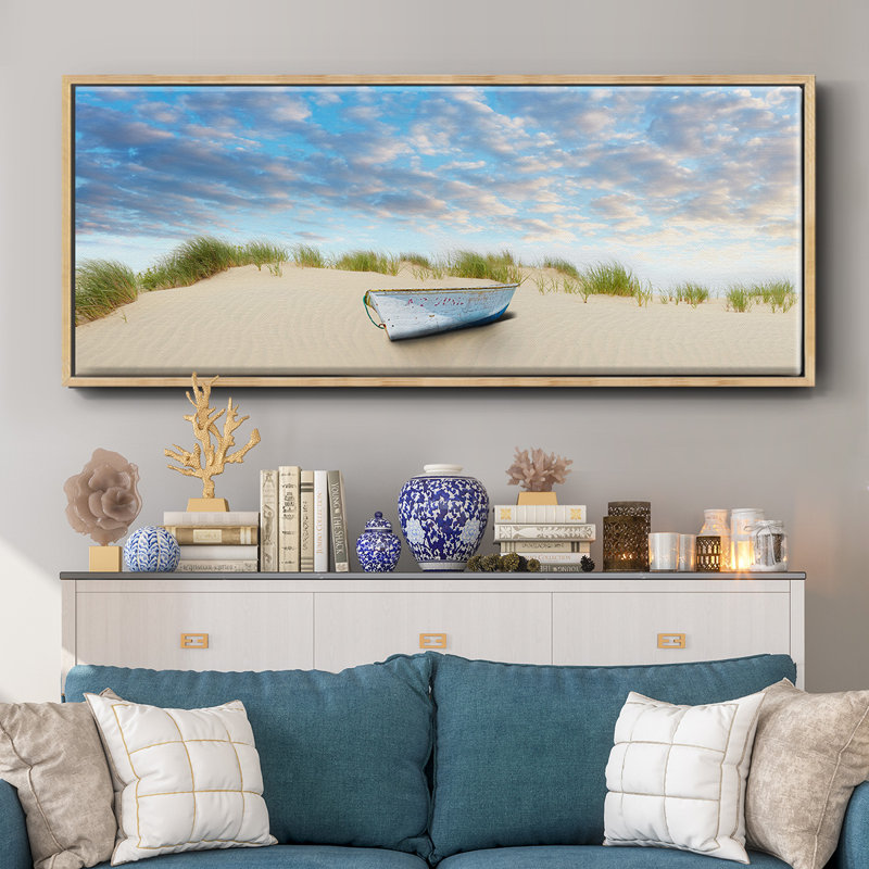 Plage encadrée sur toile, H 24 po x l 60 po x P 1,5 po, Naturel