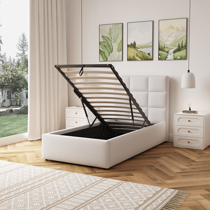 Upholstered Ottoman Storage Bed, Single (3')